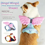 3D Angel and Devil Wing Harness and Leash Set for Cats and Dogs, Escape-Proof No-Pull Walking Vest with Breathable Mesh, Creative Wings for Daily Adventure (Yellow(Harness+Leash Set), M)