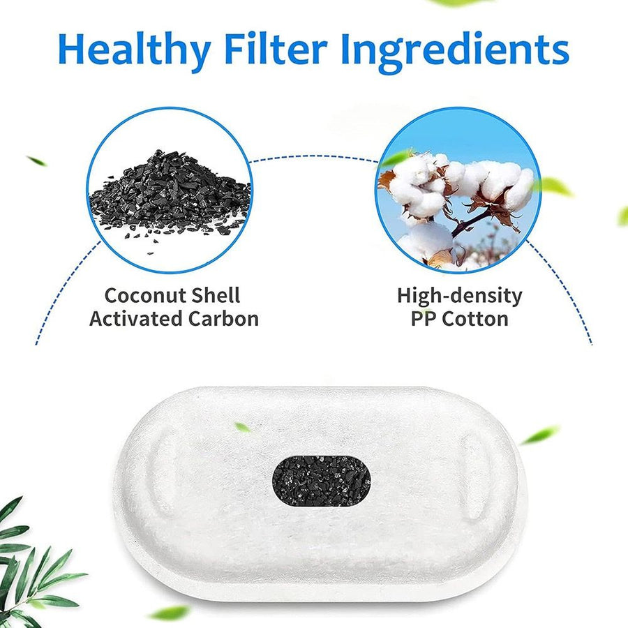 Replacement Pet Water Fountain Filter Kit with Runway Filter, Round Foam, and Square Activated Carbon Pad for Clean, Fresh Drinking Water for Cats and Dogs (A Filter×12)