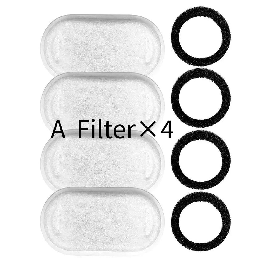 Replacement Pet Water Fountain Filter Kit with Runway Filter, Round Foam, and Square Activated Carbon Pad for Clean, Fresh Drinking Water for Cats and Dogs (A Filter×12)