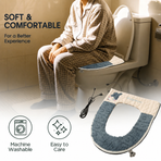 USB-Powered Heated Toilet Seat Cover with Soft Plush and Waterproof PU Leather, Adjustable Temperature and Timer, Easy-Clean Design for Warm and Cozy Bathroom Experience (Grey)