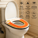 USB-Powered Heated Toilet Seat Cover with Soft Plush and Waterproof PU Leather, Adjustable Temperature and Timer, Easy-Clean Design for Warm and Cozy Bathroom Experience (Yellow)