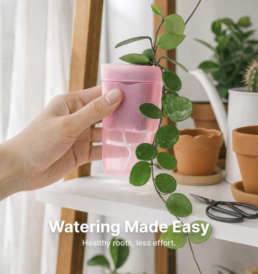 Semi-Transparent Pink Square Self-Watering Propagation Pot for Desktop Succulents, Seedlings, and Miniature Houseplants with Dry-Wet Separation System (2.5", 8PCS)