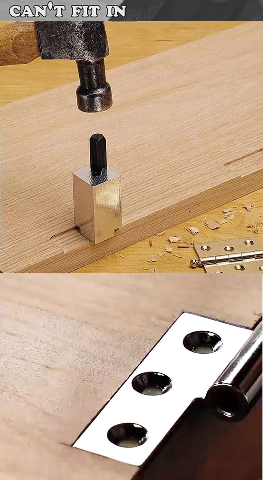 Woodworking Corner Chisel for Squaring Hinge Recesses and Lock Plate Mortises, Precision Alloy Steel Cutter for Door Frames, Frames and Cabinet Joinery (Black)