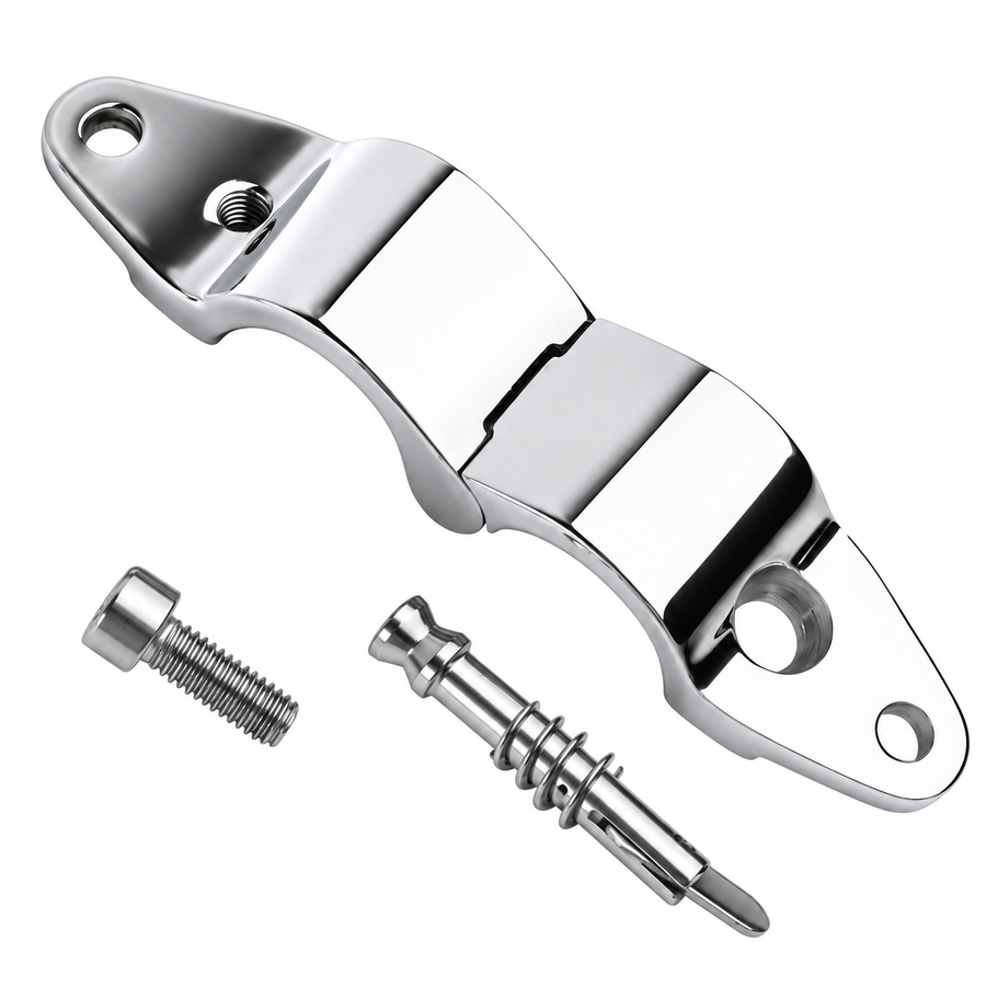Bimini Top Jaw Slide with Quick Release Pin, 316 Marine Grade Stainless Steel Mirror Polished Clamp for Boat Awning Support Bracket, Corrosion Resistant Hardware Fitting (30mm, Without Ring)