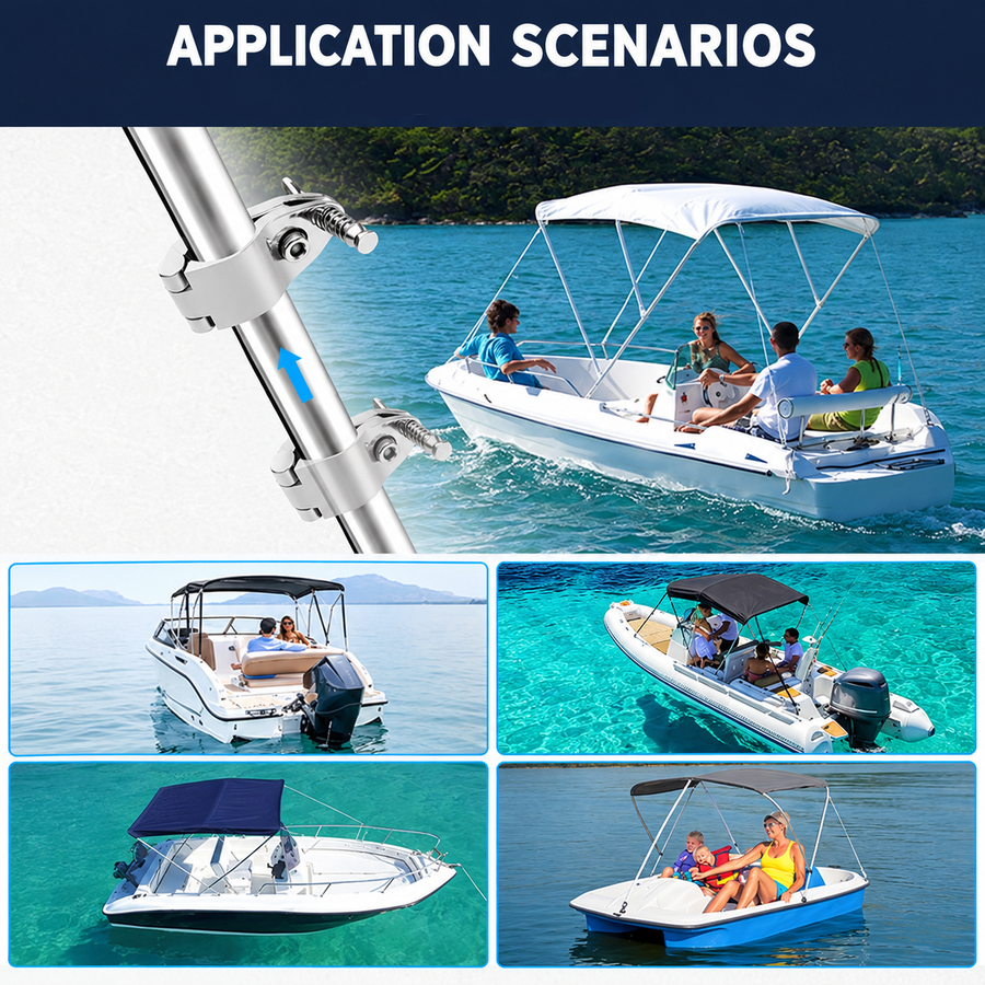 Bimini Top Jaw Slide with Quick Release Pin, 316 Marine Grade Stainless Steel Mirror Polished Clamp for Boat Awning Support Bracket, Corrosion Resistant Hardware Fitting (30mm, Without Ring)