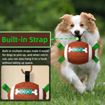 Interactive Dog Football Toy with Pull Tabs for Tug-of-War, Fetch, and Chew Play, Durable PU Leather and Nylon Straps for Indoor and Outdoor Fun (Deep Red)