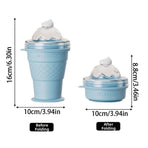 Silicone Ice Cream Cone Ice Cube Tray & Collapsible Cup – Make Sphere Ice Balls Easily, One-Click Release, Portable Reusable Freezer Mold for Smoothies, Juices, Cocktails and Outdoor Camping Drinks (Blue)
