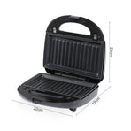 6-in-1 Electric Sandwich Maker with Interchangeable Non-Stick Plates for Waffles, Paninis, Donuts, Madeleines and Nut Snacks, Compact Countertop Press for Quick Family Meals and Breakfast (Black)
