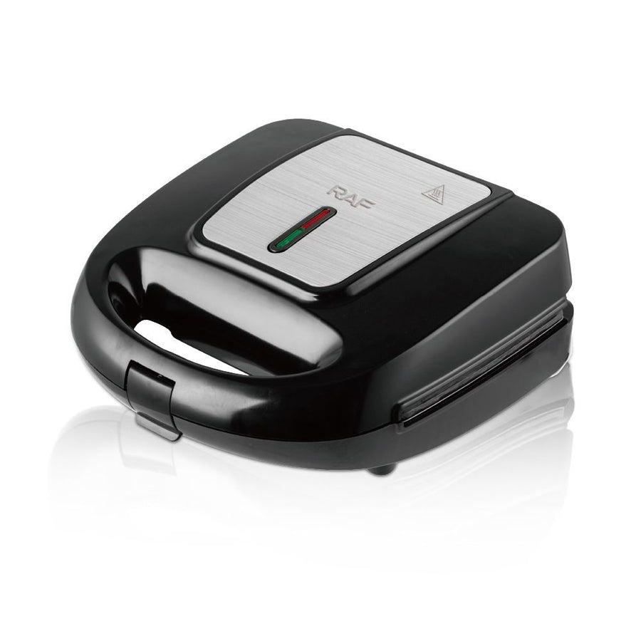 6-in-1 Electric Sandwich Maker with Interchangeable Non-Stick Plates for Waffles, Paninis, Donuts, Madeleines and Nut Snacks, Compact Countertop Press for Quick Family Meals and Breakfast (Black)