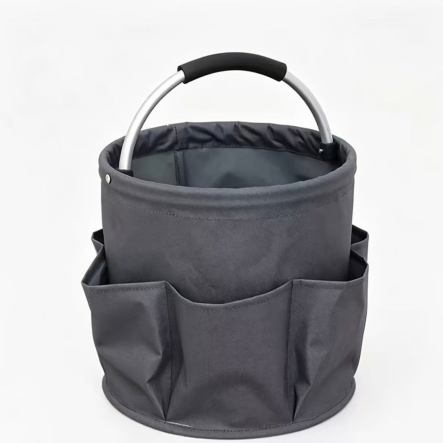 Foldable Carry-All Tote with Handle and Multiple Pockets – Portable Collapsible Laundry Basket for Outdoor Travel, Camping, Picnic, Beach, and Home Organization (Navy)