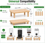 Elevate Your Pet’s Dining Experience with a Natural Pine Wood Feeder Stand, Featuring Two Interchangeable Leg Heights for Puppies to Large Breeds, Compatible with Most Automatic Feeders, and Designed to Promote Healthier Posture While Complementing Modern