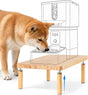 Elevate Your Pet’s Dining Experience with a Natural Pine Wood Feeder Stand, Featuring Two Interchangeable Leg Heights for Puppies to Large Breeds, Compatible with Most Automatic Feeders, and Designed to Promote Healthier Posture While Complementing Modern