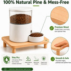 Elevate Your Pet’s Dining Experience with a Natural Pine Wood Feeder Stand, Featuring Two Interchangeable Leg Heights for Puppies to Large Breeds, Compatible with Most Automatic Feeders, and Designed to Promote Healthier Posture While Complementing Modern