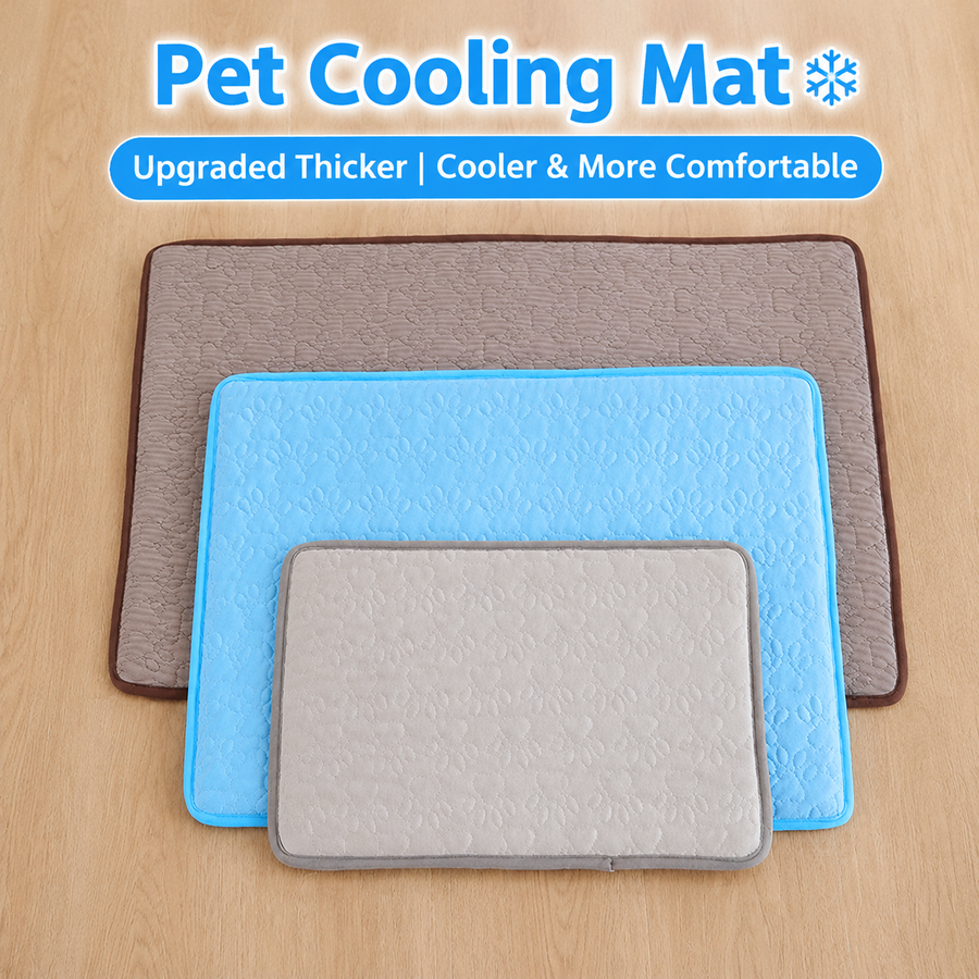 Cooling Pet Mat with Breathable Ice Silk Surface and Thick High-Elastic Foam for Dogs and Cats to Rest on Floors and Sofas During Hot Weather (Coffee, M)