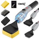 Electric Oscillating Grill Cleaning Brush with Three Replaceable Heads for Outdoor Barbecue Grills, Camping Cookware, Patio Griddles and Home Kitchen Flat Top Surfaces (Grey)