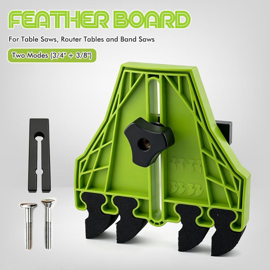 Versatile Woodworking Featherboard with EVA Pressure Teeth for Table Saws, Router Tables, and Band Saws, Enhancing Safety and Precision in Wood Cutting Tasks (Green, 2PCS)