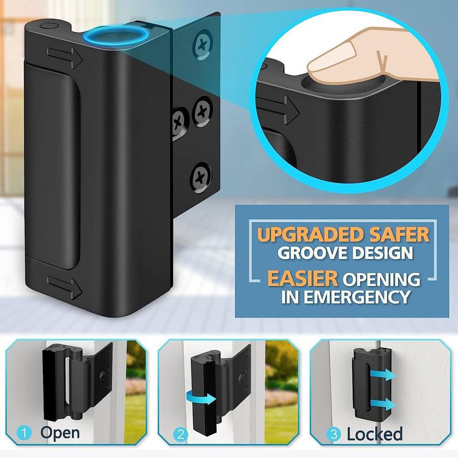 Heavy Duty Flip Door Lock for Home Security, Aluminum Alloy Safety Latch with Rubber Bumper, Easy Install for Inward-Swinging Interior Doors, Rental Friendly (Black)