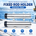 Marine Grade Stainless Steel Fixed Fishing Rod Holder with Mounting Ears for Boat Kayak and Jet Ski Deck Installation (Non-Removable)