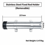 Marine Grade Stainless Steel Fixed Fishing Rod Holder with Mounting Ears for Boat Kayak and Jet Ski Deck Installation (Non-Removable)