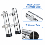 Marine Grade Stainless Steel Fixed Fishing Rod Holder with Mounting Ears for Boat Kayak and Jet Ski Deck Installation (Non-Removable)