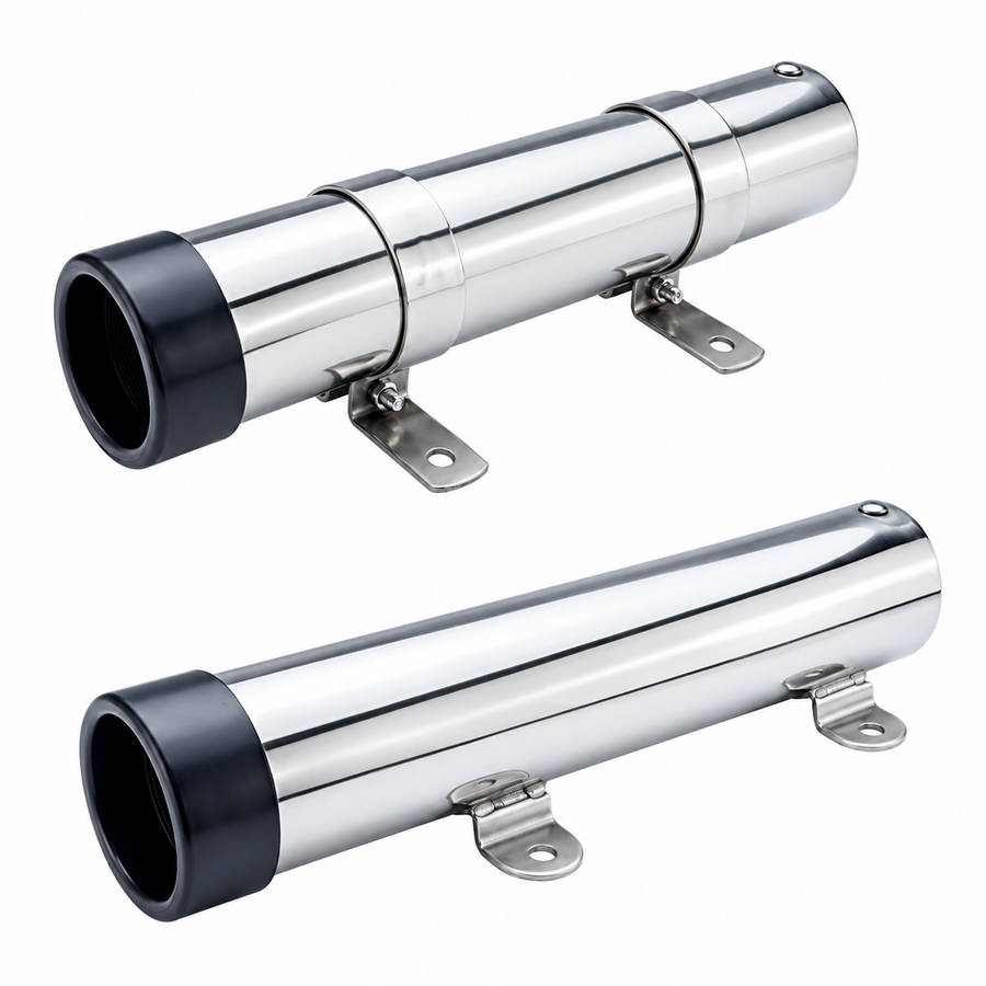 Marine Grade Stainless Steel Fixed Fishing Rod Holder with Mounting Ears for Boat Kayak and Jet Ski Deck Installation (Non-Removable)
