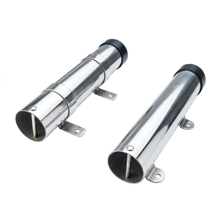 Marine Grade Stainless Steel Fixed Fishing Rod Holder with Mounting Ears for Boat Kayak and Jet Ski Deck Installation (Non-Removable)