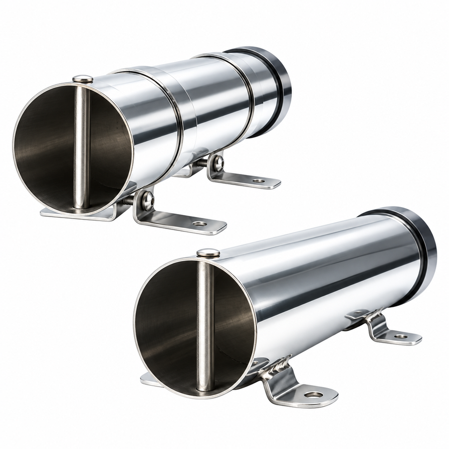 Marine Grade Stainless Steel Fixed Fishing Rod Holder with Mounting Ears for Boat Kayak and Jet Ski Deck Installation (Non-Removable)