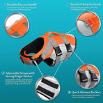 Dog Life Jacket Pet Swim Vest with Rescue Handle Reflective Strips Adjustable Quick Release Buckle for Beach River Lake Boating and Water Play Safety (2M, Red)