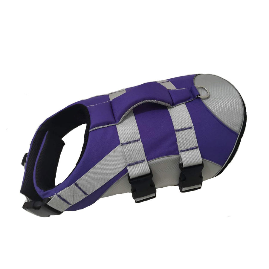Dog Life Jacket Pet Swim Vest with Rescue Handle Reflective Strips Adjustable Quick Release Buckle for Beach River Lake Boating and Water Play Safety (2M, Red)