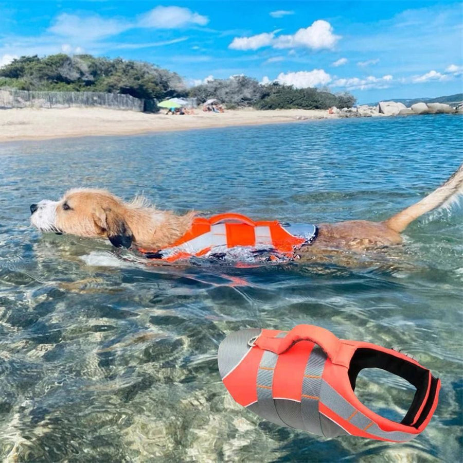 Dog Life Jacket Pet Swim Vest with Rescue Handle Reflective Strips Adjustable Quick Release Buckle for Beach River Lake Boating and Water Play Safety (L, Pink)