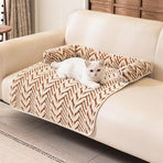 Ultra-Soft Plush Pet Sofa Bed with Bolster Support, Washable Couch Protector Mat for Cats and Small to Medium Dogs, Multi-Scenario Use for Home, Car, or Outdoor (S, Brown)