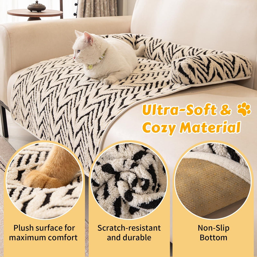 Ultra-Soft Plush Pet Sofa Bed with Bolster Support, Washable Couch Protector Mat for Cats and Small to Medium Dogs, Multi-Scenario Use for Home, Car, or Outdoor (S, Brown)
