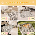 Ultra-Soft Plush Pet Sofa Bed with Bolster Support, Washable Couch Protector Mat for Cats and Small to Medium Dogs, Multi-Scenario Use for Home, Car, or Outdoor (S, Brown)