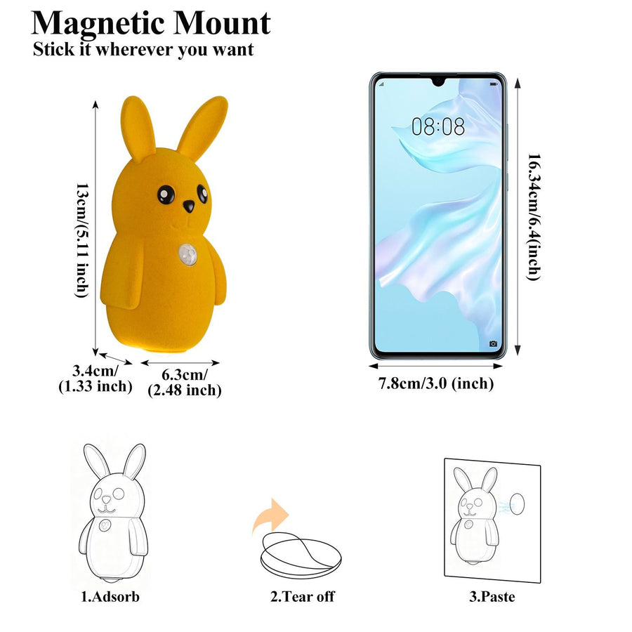 Adorable bunny-shaped motion sensor wall light with magnetic mounting, flicker-free LED, and three color temperatures—perfect for bedrooms, hallways, and staircases to create a warm, hands-free glow at night. (Blush, 2PCS)