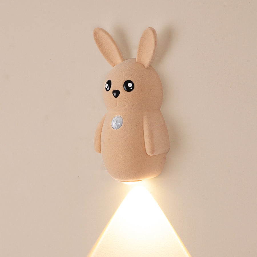 Adorable bunny-shaped motion sensor wall light with magnetic mounting, flicker-free LED, and three color temperatures—perfect for bedrooms, hallways, and staircases to create a warm, hands-free glow at night. (Blush, 3PCS)