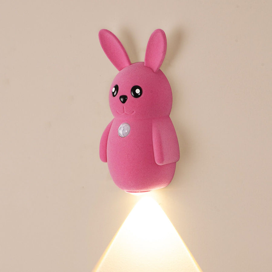 Adorable bunny-shaped motion sensor wall light with magnetic mounting, flicker-free LED, and three color temperatures—perfect for bedrooms, hallways, and staircases to create a warm, hands-free glow at night. (Blush, 3PCS)
