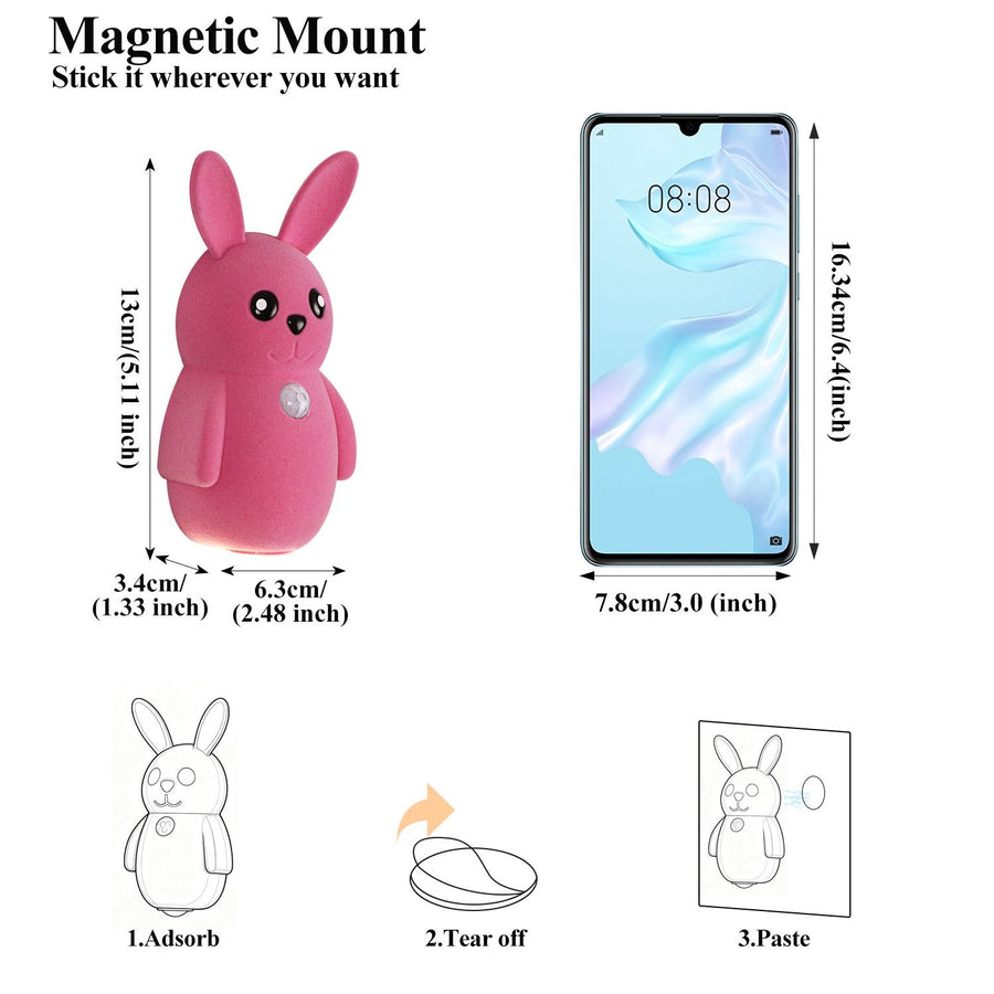 Adorable bunny-shaped motion sensor wall light with magnetic mounting, flicker-free LED, and three color temperatures—perfect for bedrooms, hallways, and staircases to create a warm, hands-free glow at night. (Blush, 3PCS)