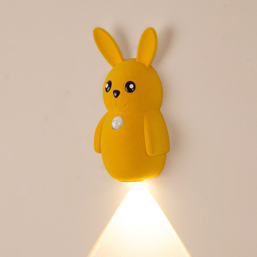 Adorable bunny-shaped motion sensor wall light with magnetic mounting, flicker-free LED, and three color temperatures—perfect for bedrooms, hallways, and staircases to create a warm, hands-free glow at night. (Blush, 3PCS)