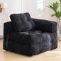 Foldable Corduroy Sofa Bed with Quilted Buttons and Pillow, Convertible Lounger for Reading, Gaming, Napping, and Relaxing at Home (Black)