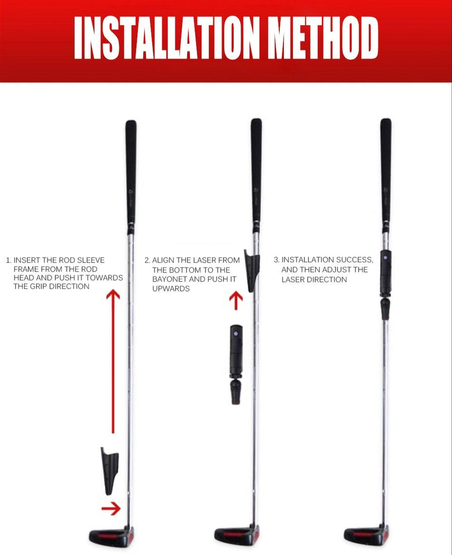 Golf Laser Putter Training Aid with 360° Rotatable Red Laser Line for Putting Alignment and Stroke Accuracy in Outdoor Courses and Indoor Practice (Black)