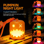 Dual-Expression Halloween Pumpkin Night Light with 7 Modes, Pull-String Control, and Rechargeable Battery – Spooky Festival Decor, Kids' Handheld Prop, and Cozy Bedside Lamp (2PCS)