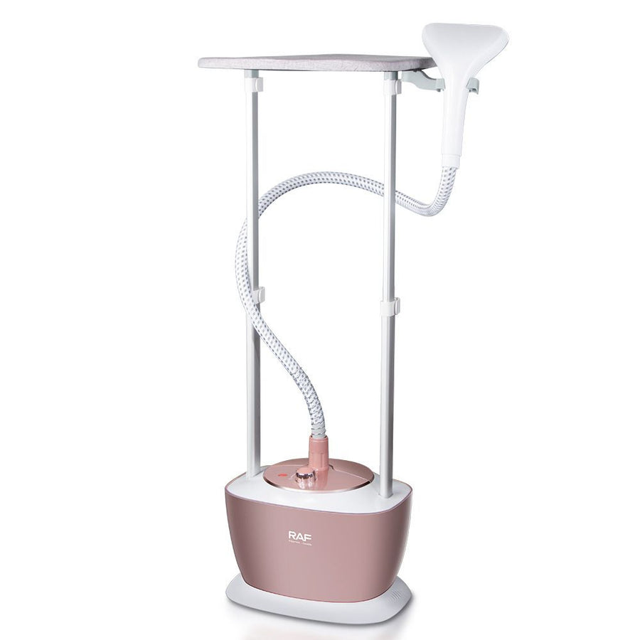 Versatile Standing Garment Steamer with Adjustable Double Poles and Detachable Ironing Board for Wrinkle Removal on Clothes, Suits, Dresses, and Fabrics in Home Daily Use (RoseGold)