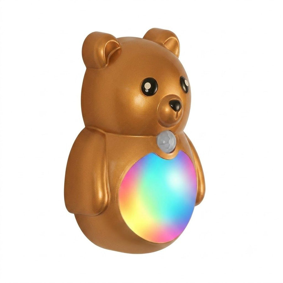 Adorable Cartoon Bear Magnetic Motion Sensor Night Light – Rechargeable LED Wall Lamp with Warm and Rainbow Glow, Cordless Stick-On Lighting for Bedroom, Hallway, Staircase, and Kitchen (Silver, 1PCS)