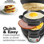 Electric Burger & Sandwich Maker for Home, Non-Stick Dual Heating Plates, Quick Breakfast Grill for Ham, Egg, and Toast, Compact Lightweight Design for Easy Everyday Meals (Black)