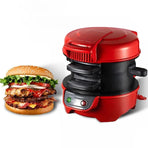 Electric Burger & Sandwich Maker for Home, Non-Stick Dual Heating Plates, Quick Breakfast Grill for Ham, Egg, and Toast, Compact Lightweight Design for Easy Everyday Meals (Red)