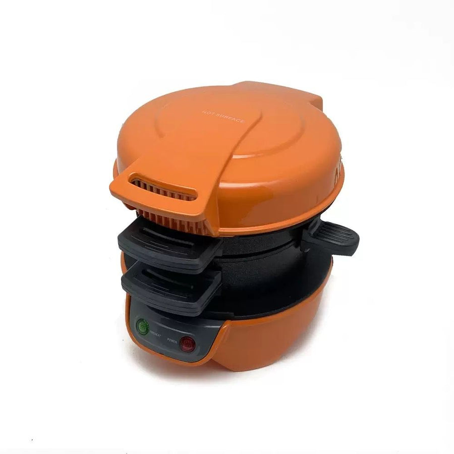 Electric Burger & Sandwich Maker for Home, Non-Stick Dual Heating Plates, Quick Breakfast Grill for Ham, Egg, and Toast, Compact Lightweight Design for Easy Everyday Meals (Red)