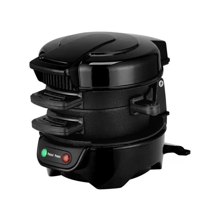 Electric Burger & Sandwich Maker for Home, Non-Stick Dual Heating Plates, Quick Breakfast Grill for Ham, Egg, and Toast, Compact Lightweight Design for Easy Everyday Meals (Red)