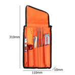Chainsaw Chain Sharpening Kit with Roll-Up Pouch, Round Files, Flat File, Depth Gauge, Guide and Cleaning Tool for Outdoor Logging and Home Chainsaw Maintenance (E)