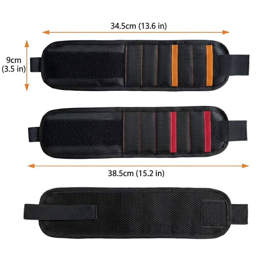 Magnetic Tool Wristband with 15 Strong Magnets and Storage Pocket – Hands-Free Screw, Nut, and Bit Holder for Home Improvement, Carpentry, Auto Repair, and DIY Projects, Adjustable Oxford Fabric Strap (Red, 1PCS)