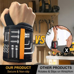 Magnetic Tool Wristband with 15 Strong Magnets and Storage Pocket – Hands-Free Screw, Nut, and Bit Holder for Home Improvement, Carpentry, Auto Repair, and DIY Projects, Adjustable Oxford Fabric Strap (Red, 1PCS)